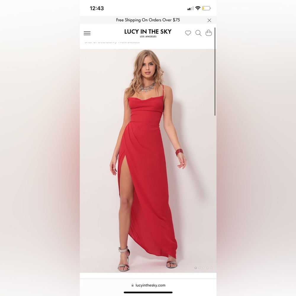 Lucy In The Sky Chiffon Luxe Maxi Dress Red